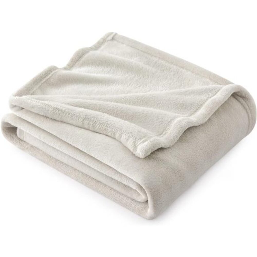 Fleece Throw Blanket Linen - 300GSM Soft Lightweight Plush